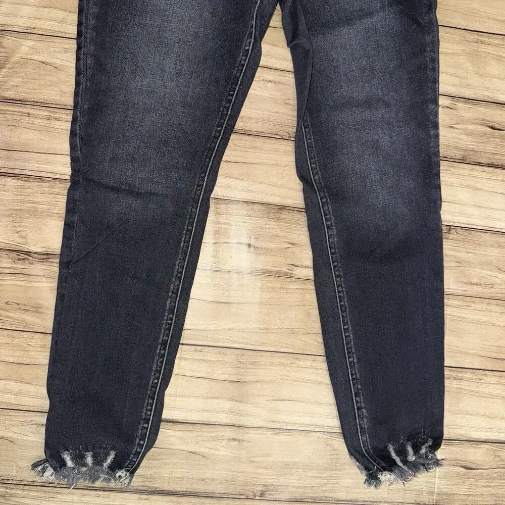 KanCan Maurices Skinny High Rise Black Jeans Raw Waist Hems Women's 28